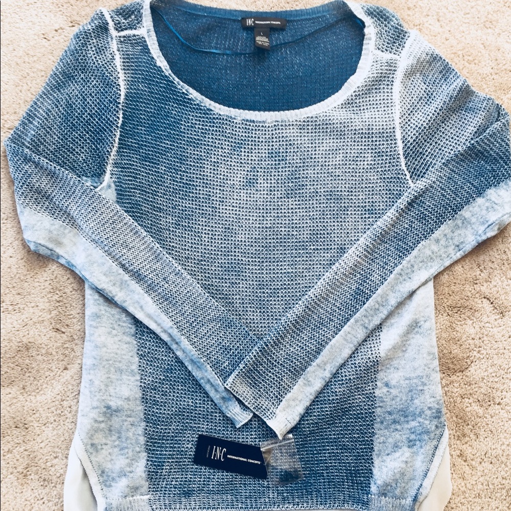 INC Concepts 100% Cotton Sweater with Ivory Inlay